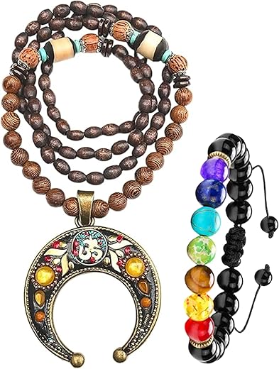 Boho Beaded Necklace with Tassel Pendant