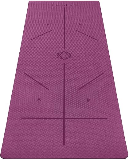 Ewedoos Non-Slip Yoga Mat with Alignment