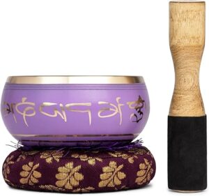 Purple Singing Bowl Set for Meditation